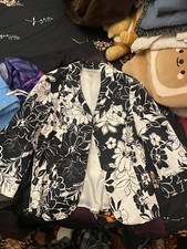 Women s Black And White Floral Blazer