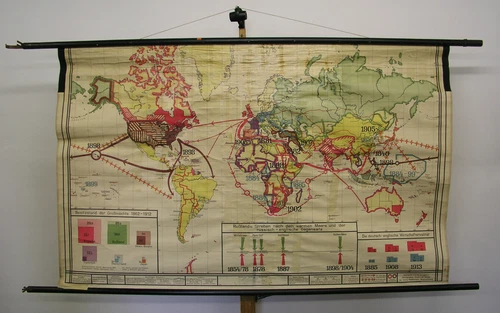 School Wall Map Beautiful Old World Politics 1815-1914 177x107 Vintage~1935