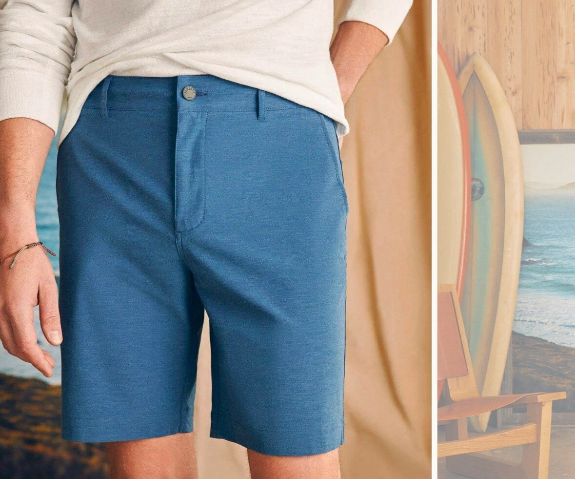 Faherty All Day Shorts 9” Navy Size 30 BNWT