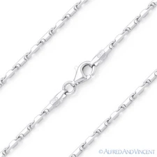 2mm Bar Bead Link Heshe Italian Chain Bracelet Solid .925 Italy Sterling Silver