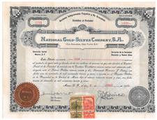 National Gold-Silver Company S.A. 1936 Oro Plato Mexico stock certificate