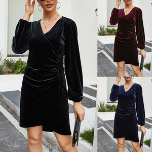 long sleeve velvet shift dress