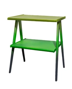 The Greener Sidetable - Wooden table with metallic effect finish - 61x38x63cm