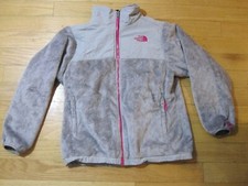 THE NORTH FACE Osito Heavy Pile Fleece Gray Zip Jacket w Pink Trim Girls XL 18