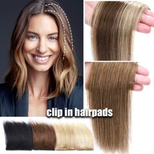 100 Real Human Hair Clip In Mini Topper Patch Short Hair Pads Pieces Extensions