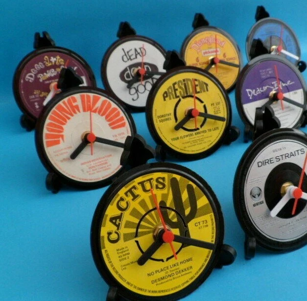 Vinyl Record DESK CLOCKS made from Upcycled Vinyl Singles LIST D  All 4" Size - Image 3 of 3