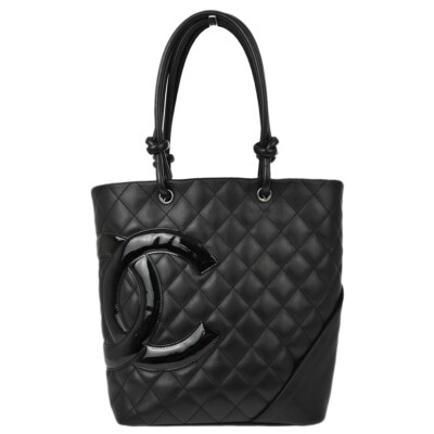 CHANEL（okima） Chanel Black Calfskin Cambon Ligne Tote Handbag 142984 | eBay