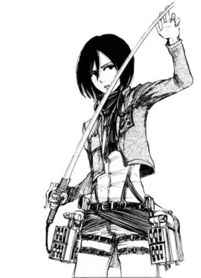 Mikasa Yeager Attack on Titan Black/White Manga Panel Anime