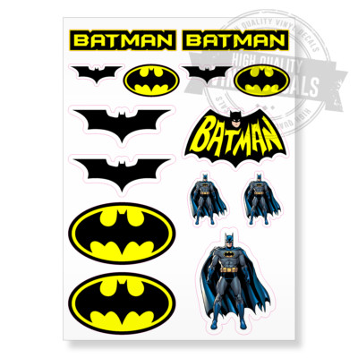 Batman Cartoon Superheroe Kids A4 High Quality Printed Vinyl Decal Sticker Kit