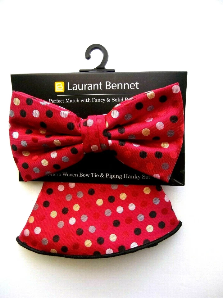 Галстук-бабочка мужской красный в горошек предварительно завязанный галстук-бабочка карман квадратный - Изображение 2 из 4