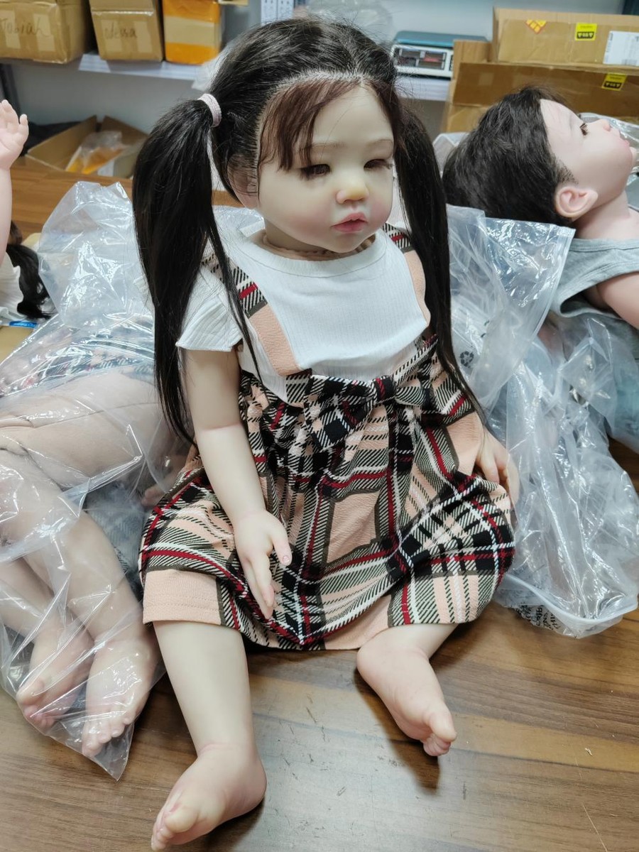 30in Fresh Color Asian Girl Reborn Baby Dolls Hand-Rooted Hair