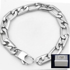 Men's 8.5" Stainless Steel 11mm,Figaro Chain Bracelet High Polish BOX