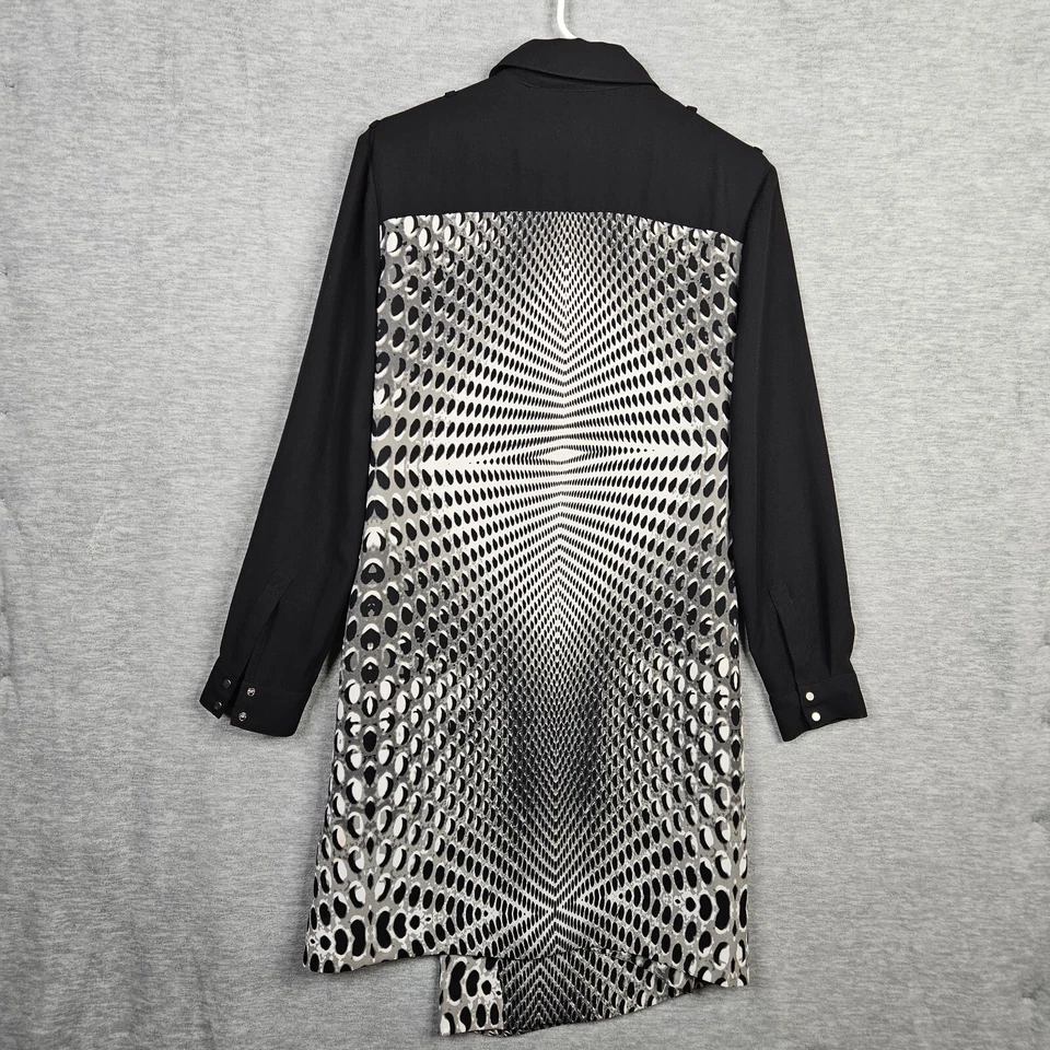 Vestido para mujer L.A.M.B negro blanco estampado techno talla 8 Foto 2 de 4