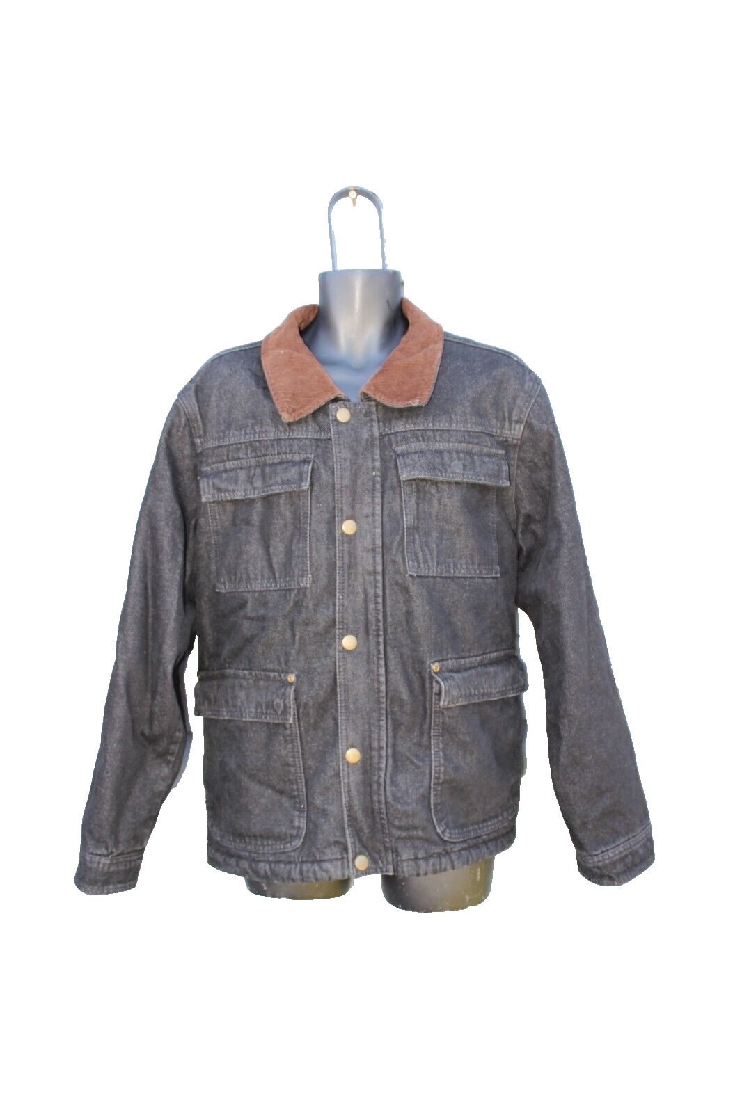 Wrangler Denim Sherpa Lined Chore Coat Barn Jacket Vintage Mens Size XL Black