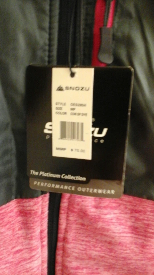 Snozu Performance jacket, Women's Sz medium, pink & gray, Ski Athletic NWT $75 - Image 3 of 4