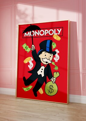 MONOPOLY MANN POSTER DRUCK KUNSTKUNST WANDBILD GEMÄLDE GERAHMT GESCHENK ZUHAUSE GELD