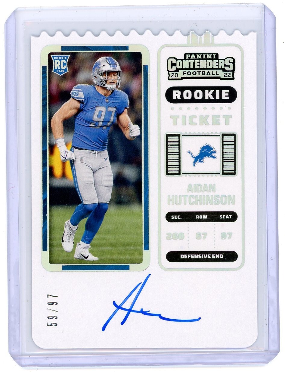 2022 Panini Contenders Football Ticket Stub Rookie Auto 102 Aidan Hutchinson /97