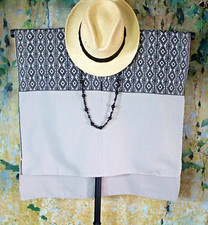 Huipil Gray  Black Handwoven Back Strap Loom Mayan Larrainzar Chiapas Mexico