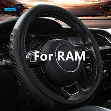 Leather Steering Wheel Cover for Dodge Ram 1500 2500 3500 15.5 16 Inches Car