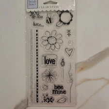 Heidi Grace CHEERFUL BEE Love Flowers Clear Cling Stamps Set of 18 Stamps NEW