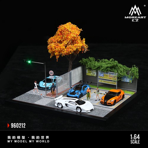 Diorama 1/64 Parkplatz Modell LED Beleuchtung Stadt Straße Ecke Szene Display - Bild 138 von 142