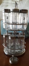 Crate & Barrel Rev Spice Rack 370-460 Revolving 2-tier 12 Glass Jar EUC, vintage