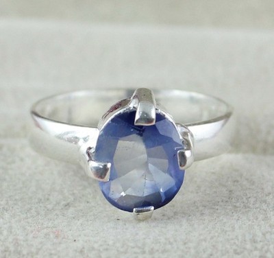 Blau Saphir 4,65 Ct Cushion 8 mm Natur Edelstein Ring 925 Sterlingsilber AGI
