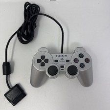 Tested OEM Sony PS2 DualShock 2 Controller Silver SCPH-10010 Analog Wired