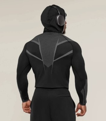 Gymshark Onyx 5.0 Seamless Hoodie Black/Light Grey - Medium (IN