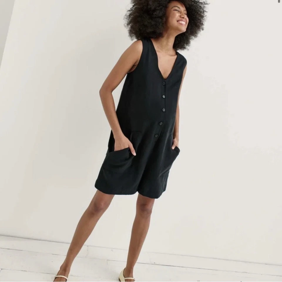 Mameluco Hatch Maternity Elliot mezcla de lino negro talla 2 mediano para mujer Foto 2 de 4