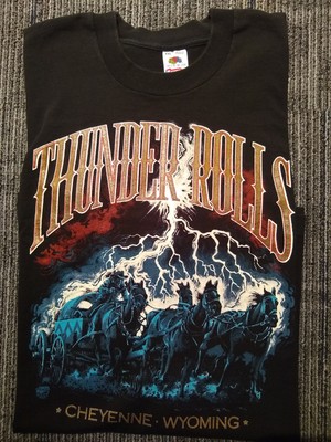 Vintage 90's Cheyenne Wyoming Thunder Rolls Men's XXL Single Stitch Horses Shirt