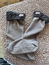 Hunter Original Waffle Cuff Tall Boot Socks,Grey, Medium
