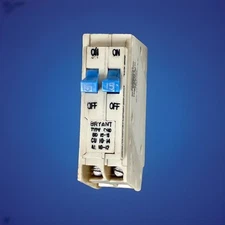 Bryant A1515 BD1515 15/15A 10kA Two 1  Pole TWIN TANDEM  CTL White Blue Handle