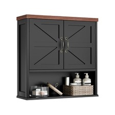 Farmhouse Wall Mounted Cabinet, Black Medicine Cabinet with Adjustable Shelf,...