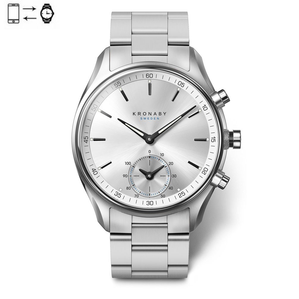 Kronaby Sekel connected watch 43mm Steel Silver Steel bracelet
