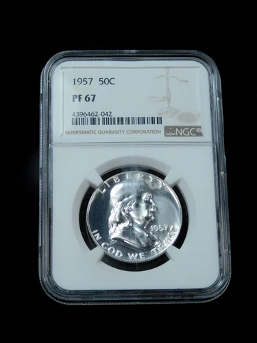 1957 50c Proof Franklin Silver Half Dollar - NGC PF67