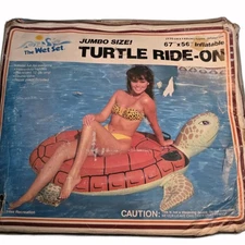 Vtg Wet Set Turtle Ride On 67"x56" Inflatable 1986 Pool Float #58563 Intex
