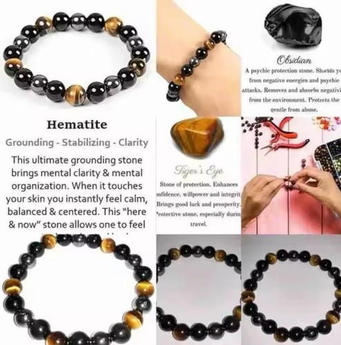 Magnetarmband Hämatit Tigerauge Obsidian Herren Damen Heilstein Energie Armband - Bild 3 von 6