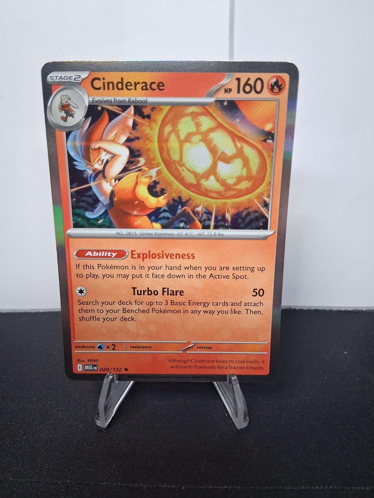 Cinderace 028/132 Holo Mega Evolution Pokemon TCG ME01 Card MEG Foil NM