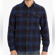 Orvis Men's Heavyweight Blue Black Plaid Flannel Shirt Size XL Pockets Gorpcore