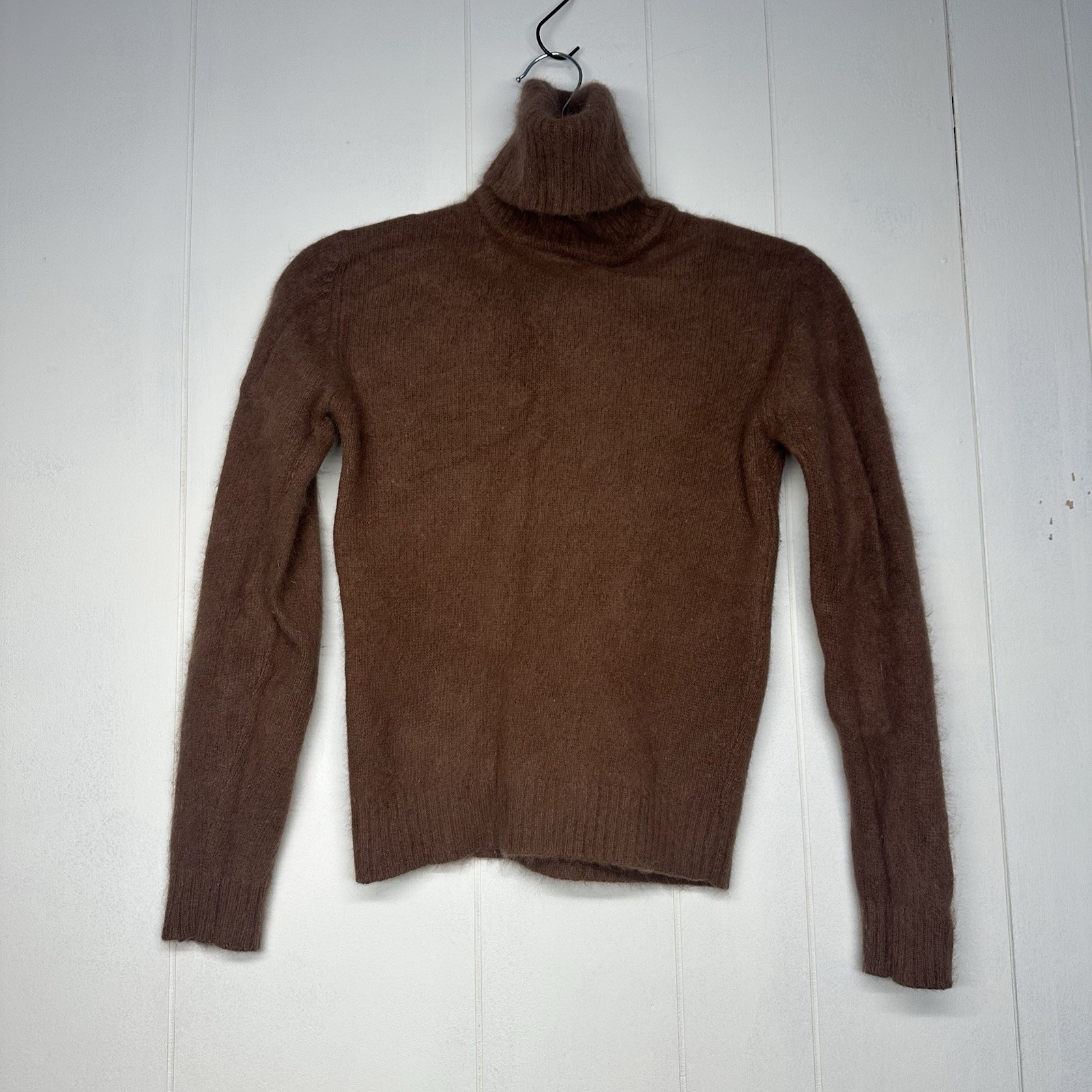 IQ Women’s L Lambswool Angora Rabbit Hair Turtleneck Sweater Brown