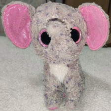 TY Beanie Boos Specks Elephant Plush 6" Stuffed Animal Toy Gray Pink Big Eyes