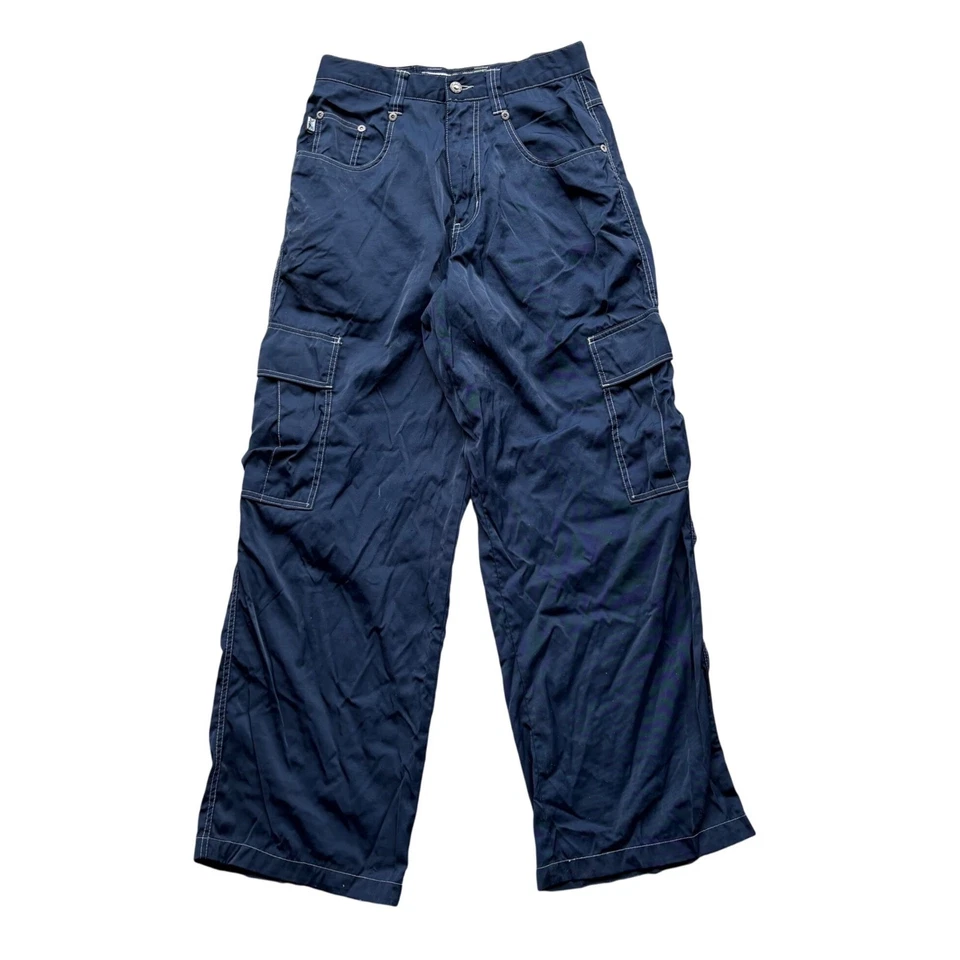 Pantalones cargo holgados Kikwear vintage azul marino para hombre pierna ancha Y2K ropa de calle talla 30 Foto 2 de 4