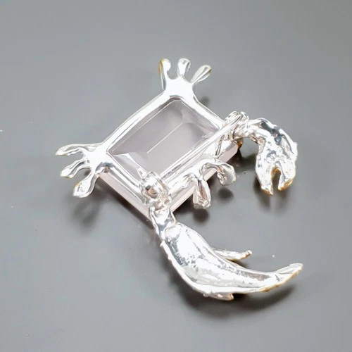 Broche de cuarzo rosa natural hecho a mano de 20 quilates + plata de ley 925/NB30268 Foto 2 de 4