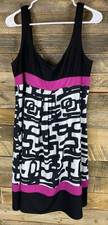 Ronni Nicole Women's Plus Sz 16 Black White W/Pink Geometric Pattern Dress