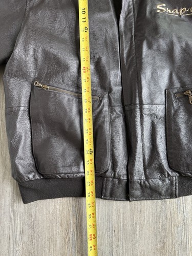 Snap On Tools Leather Bomber Jacket Snap On Tools Collectibles Mens Size XL - Picture 10 of 11