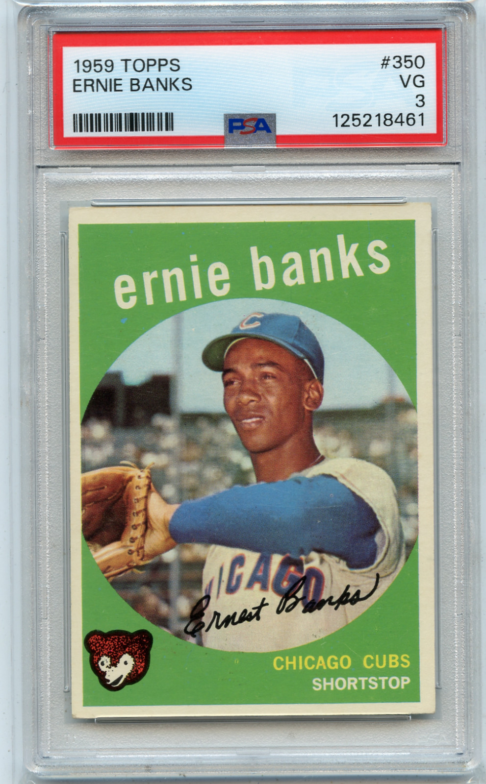 1959 TOPPS BASEBALL #350 ERNIE BANKS, CHICAGO CUBS, HOF - PSA 3 VG (18461)