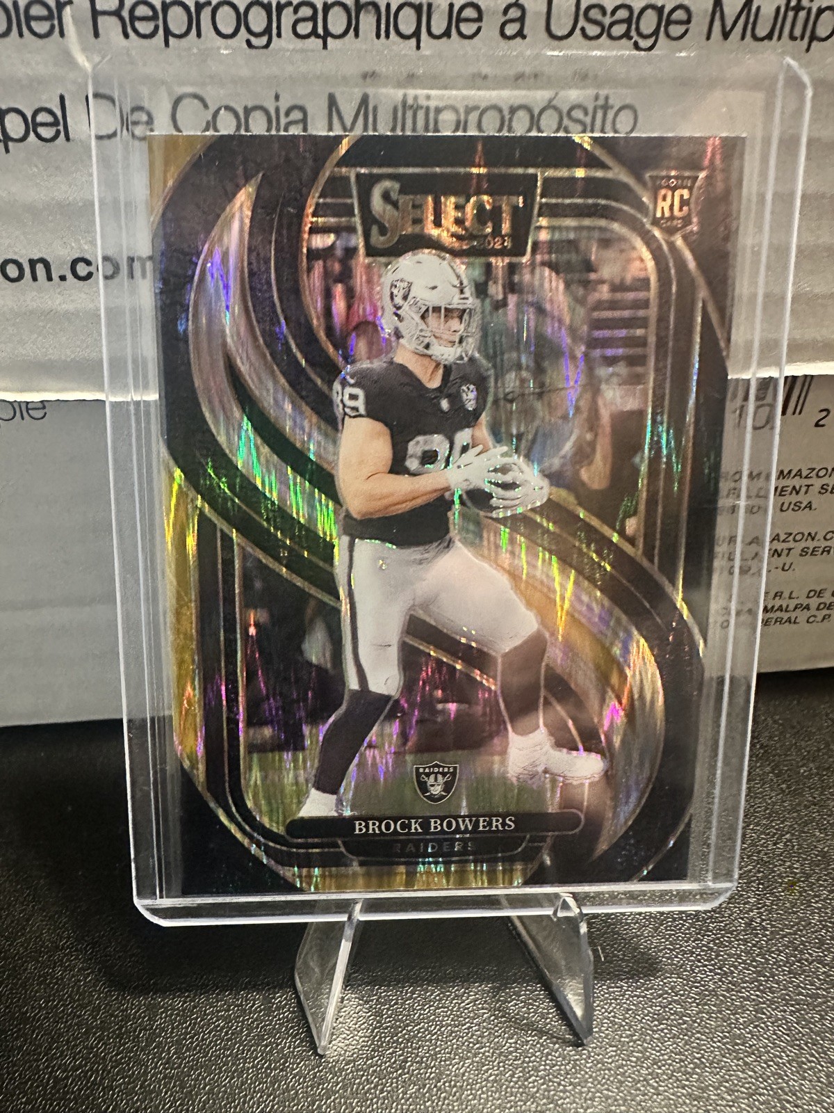 2024 Panini Select - Brock Bowers #118 RC - Black & Gold Shock Prizm - Raiders