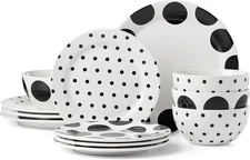 Dot 12-Piece Dinnerware Set, 19.84, White