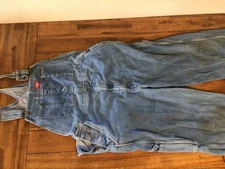 Vintage Dickies Denim Bib Overalls Carpenter Faded Thrashed Distressed 90s 38x24